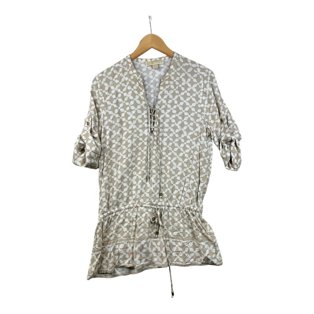 Michael Michael‎ Kors Half Sleeve Tunic size 2 Tan/White